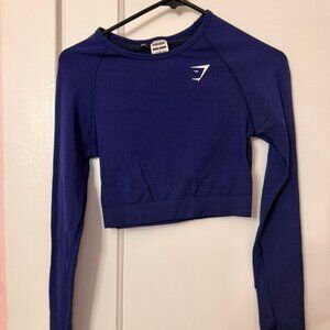 GymShark Vital Seamless Cobalt Blue Long Sleeve Size Medium